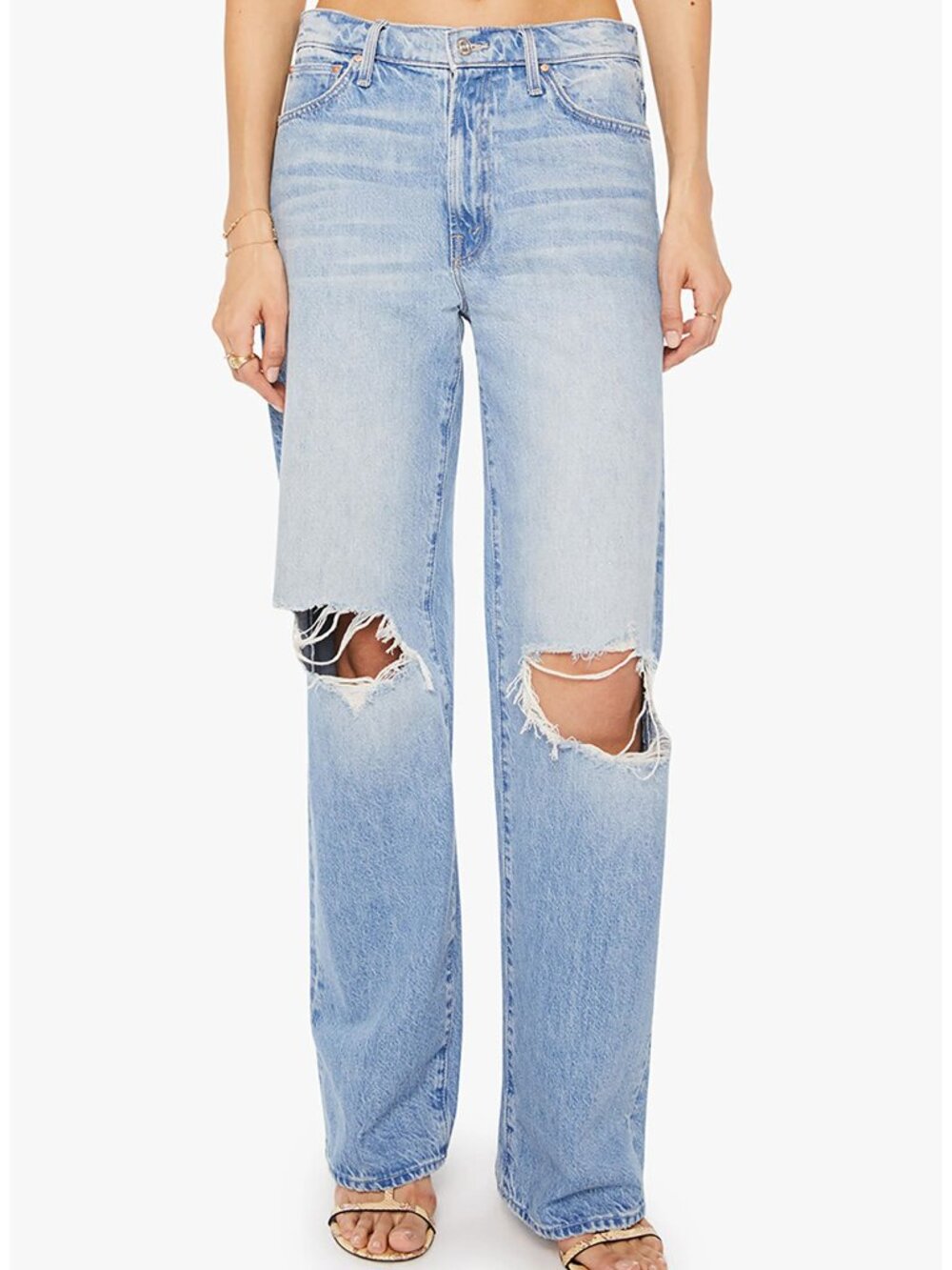 The Dodger Sneak Ripped Wide Leg Jeans (By MOTHER), Size 28